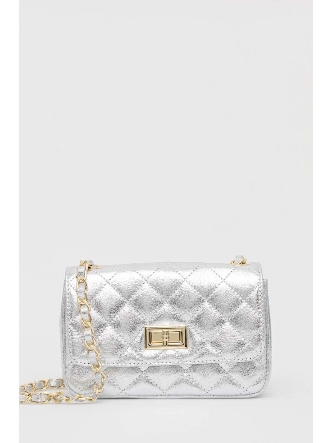 Kožená kabelka Answear LAB X limitovaná kolekce SISTERHOOD stříbrná barva